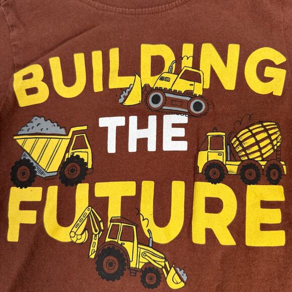 Copper Denim Boys 5 Long Sleeve Brown Shirt “Building The Future” Trucks - Picture 4 of 4